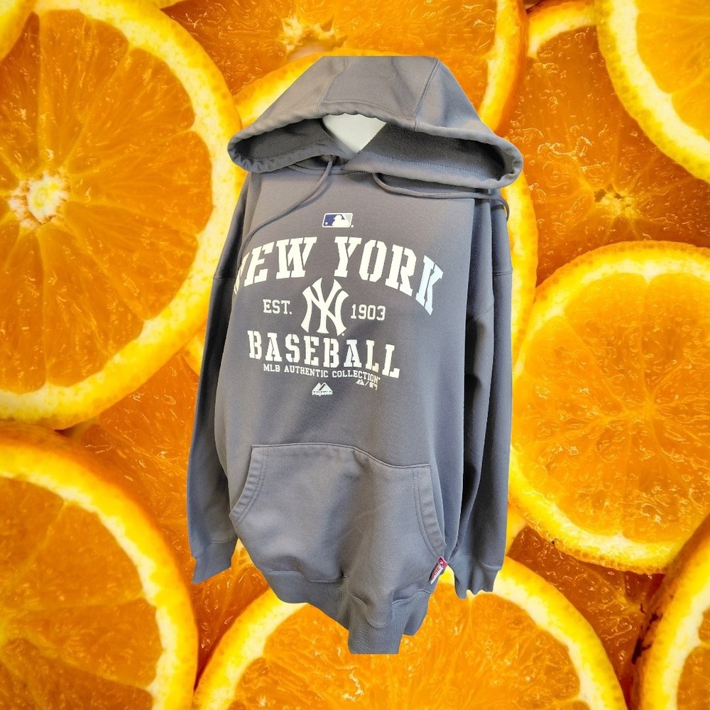 Majestic New York‎ Yankees MLB Authentic Collection Gray Hoodie Men's L